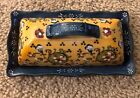 Vintage Butter Dish Anthropology Blue/Yellow Floral Theme