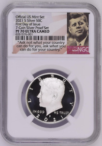 2021 S Kennedy from 7-Coin Silver Proof Set NGC PF 70 Ultra Cam FDOI