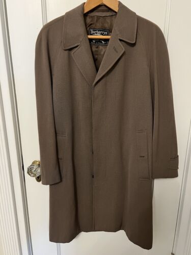 Vintage Rare Burberrys Men's Khaki Gabardine Wool Trench Coat Size 36 Short
