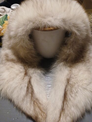 Vintage Real Fur Fox or ? Wrap Scarf or Coat Collar, super fluffy stole 40x5