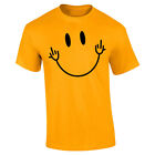 Smile Happy Face Middle Finger Emotion Style Graphic Tee Shirt T-Shirt
