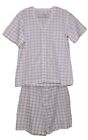 Geoffrey Beene - Men's Short Sleeve / Boxer Pajama Set White & Gray Check - Med
