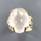 16 ct. Natural Rose Quartz Ring 925 Sterling Silver Size 8.5 /B-R2392