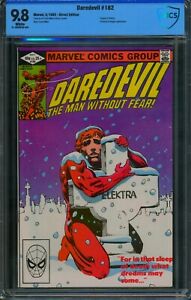 DAREDEVIL #182 ❄️ CBCS 9.8 WHITE PGs ❄️ Elektra Funeral Frank Miller Marvel 1982