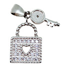 3.24 Gm CZ 925 Sterling Silver Lover Padlock Charm Pendant With Lock And Key