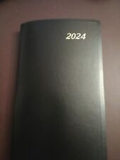 2024 Appointment Book/Planner, 2 DAYS PER PAGE, spiral, black vinyl, 5
