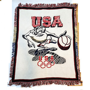New ListingTasmanian Devil Basketball USA Olympic Tapestry Throw Blanket 60 x 48 VTG
