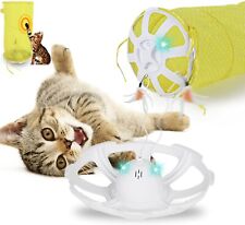 Interactive Cat Toy Cat Tunnel with Automatic Rotating Feather Tails, Bird Sing