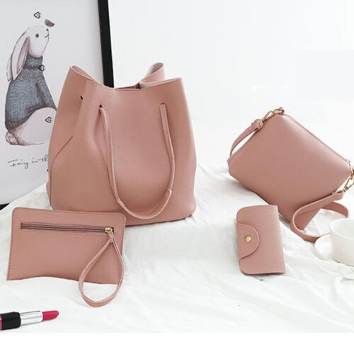 4Pcs/Set Women Lady Leather Handbags Messenger Shoulder Bags Tote Satchel Purse