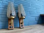 Vintage Pair of Sconce Lamp Atomic Design Light Mid Century Wall Glass Space Age