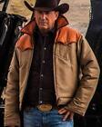 Yellowstone Season 3 Kevin Costner Cowboy John Dutton Mens Brown Leather Jacket