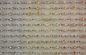 30pcs Wholesale Lots 3color Mixed Clear Cubic Zirconia Lady's Wedding Rings