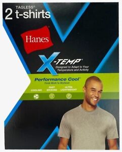 Hanes Men's Short Sleeve X-Temp T-Shirt with FreshIQ 2XL (Pack of 2) Gray & Blue