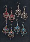 Rhinestone Earrings Lot Peacock Dangle earrings 4 pairs Mix color