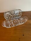 Vintage Anchor Hocking Prescut Clear Glass Quarter Pound Covered Butter Dish