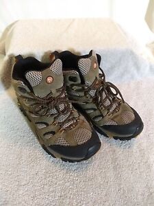Merrell Mens Moab Mid Ventilator Gray Hiking Boots, Size: 10 Pre-Owned #US74-13
