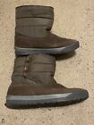 Lands End Womens Brown Suede/Nylon 394102 Mid Calf Winter Snow Boots Size 9.5