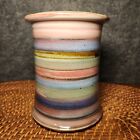 Pottery Vase Large Multi Colored Pastels SIGNED