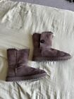 WOMENS UGG BROWN SUEDE BUTTON SHORT BOOTS-SIZE 10