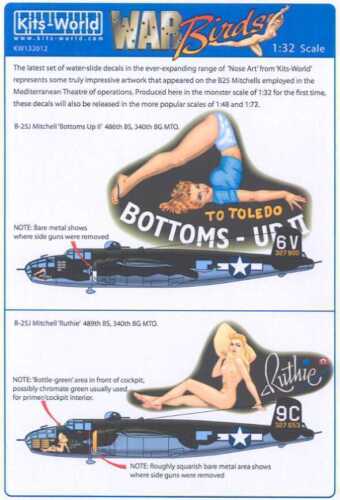Kits World Decals 1/32 B-25J MITCHELL Bomber Bottoms Up II & Ruthie
