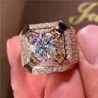 3Ct Round Cut Lab-Created Diamond 14K Yellow Gold Plated Men's Halo Wedding Ring