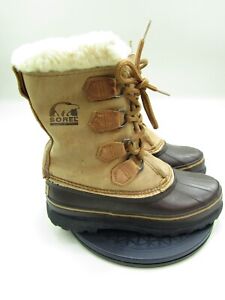 Sorel Winter Snow Boots Womens 6 Sherpa Lined Ski Snow Boots Lace Up Winter Wear