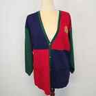 Vtg Womens Large Colorblock Cardigan Red Green Company Collection Prep Academia
