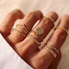 Retro Boho Rings Set Crystal Pearl Butterfly Gold Rings For Women Jewelry Set