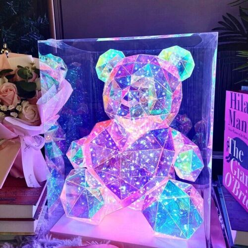 Color Changing LED Glowing Galaxy Pink Teddy Bear Lamp Mothers Day/ Anniversary