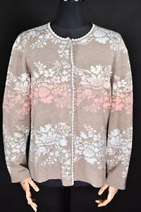 OLEANA Ytre Ar Silk Wool Floral Sweater Cardigan Pastel Colors Women's size  2XL