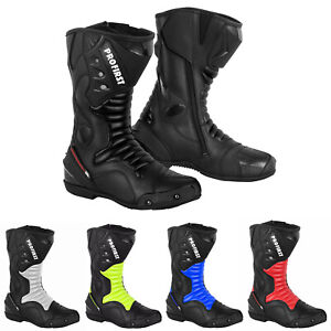 Motorbike Racing Leather Boots Waterproof CE Armoured Motorcycle Long Shoes Size