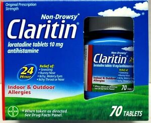 Claritin 24 Hour Non Drowsy In Door Outdoor Allergy Relief 70 Tablets 04/25+ NEW