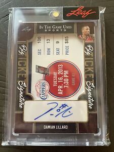 2022 Leaf In The Game Used Damian Lillard Big Ticket Signatures Auto Rookie Year