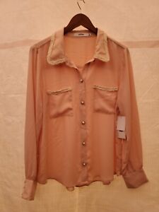 Cute, NWT, Pink, Office Blouse, with Pearl Buttons. Size XL