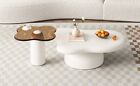 GUYI White Coffee Table Set For 4 Small Side Table Glass Coffee Table End Table