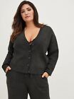 Torrid Luxe Gray Plush V-Neck Button-Front Cardigan Sweater Size 0 (L/12) EUC