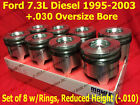 Ford 7.3 7.3L Diesel Pistons +.030 Oversize w/ Rings 95-03 MAHLE Clevite set / 8