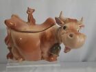 Brush McCoy Cow Winking Cat Pottery Cookie Jar W10 USA Vintage Brown Cowbell