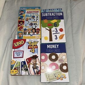 Disney Pixar TOY STORY 4 Uno Card Game Add Subtract Money Flash Cards Lot 4