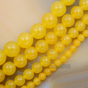 Yellow Jade Gemstone Round Ball Spacer Loose Beads 15