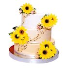 15Pcs Sunflower Rose Flower Cake Decorations Sunflower Cake Toppers for Gold
