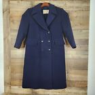 Vintage Pendleton Women Sz 8 Navy Blue Virgin Wool Trench Coat Jacket Lined