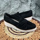 Clarks Collection Sz 9.5 Sharon Dasher Black Loafers Slip On Suede Bow Shoes