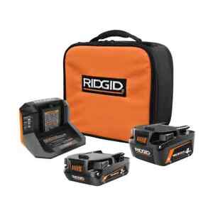 RIDGID 18V MAX Output 4.0 Ah and 2.0 Ah Batteries with 18V Charger