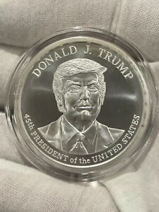 Donald J. Trump 2 oz 999 Fine Silver Round 45th President United States IN A CAP