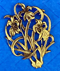 Vintage MFA Museum Of Fine Arts Iris Flower Gold Tone Brooch Pin