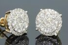 2.10Ct Simulated Diamond Men's Cluster Stud Earrings 925 Silver Gold Plated