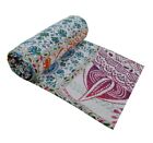 Single Kantha Quilt Bedspread Mix Cotton Multicolor Boho Gypsy Blanket