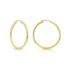 14K Solid Yellow Gold Shiny Polished Round Chunky Creole Hoop Earrings All sizes