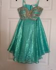 Sweetheart Neckline Rhinestone Sequin Green Prom Homecoming Party Dress Size 6